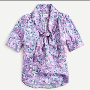 Collection tie neck short sleeve blouse